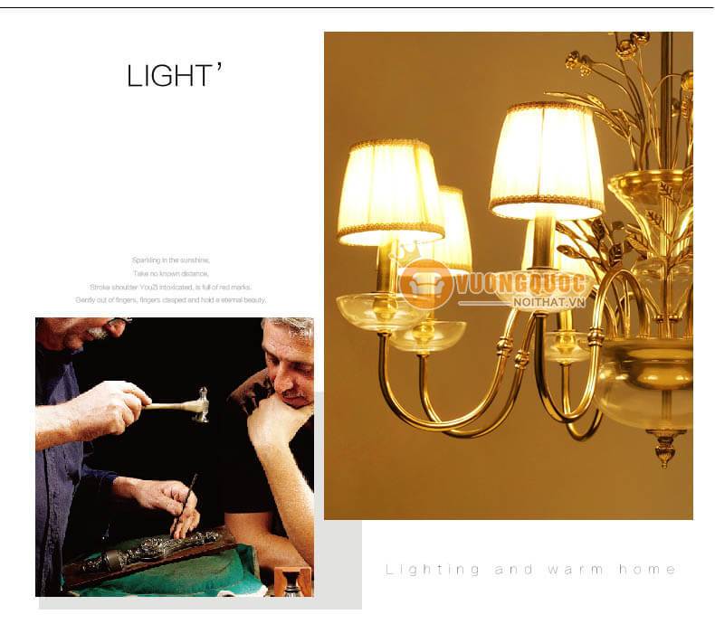 Đèn chùm đồng cao cấp phong cách đồng quê pháp ABR142-5